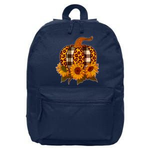 Fashion Autumn Leopard Buffalo Plaid Pumpkin 16 in Basic Backpack