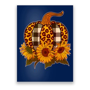 Fashion Autumn Leopard Buffalo Plaid Pumpkin Poster