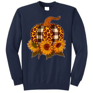 Fashion Autumn Leopard Buffalo Plaid Pumpkin Tall Sweatshirt