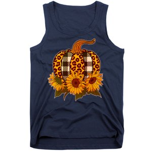 Fashion Autumn Leopard Buffalo Plaid Pumpkin Tank Top