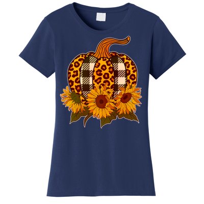 Fashion Autumn Leopard Buffalo Plaid Pumpkin Women's T-Shirt