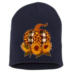 Fashion Autumn Leopard Buffalo Plaid Pumpkin Short Acrylic Beanie