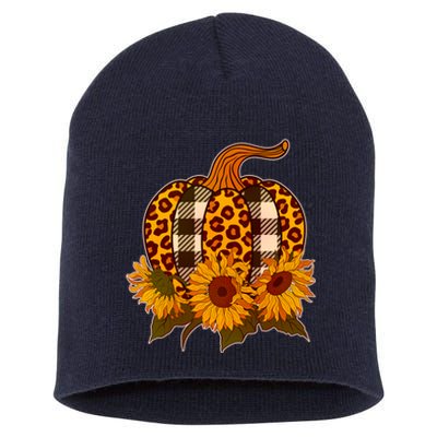 Fashion Autumn Leopard Buffalo Plaid Pumpkin Short Acrylic Beanie