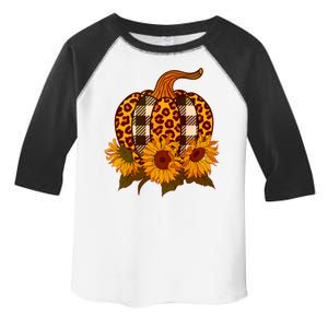 Fashion Autumn Leopard Buffalo Plaid Pumpkin Toddler Fine Jersey T-Shirt