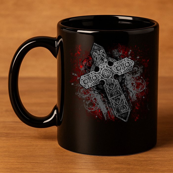 Fashion Cross 11oz C Handle Ceramic Mug