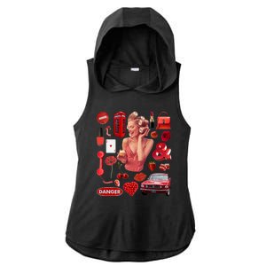 Fashion Red Girl Ladies PosiCharge Tri-Blend Wicking Draft Hoodie Tank