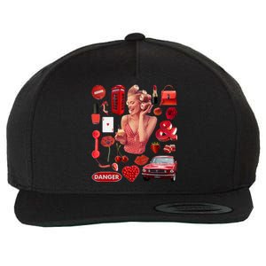 Fashion Red Girl Wool Snapback Cap