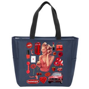 Fashion Red Girl Zip Tote Bag