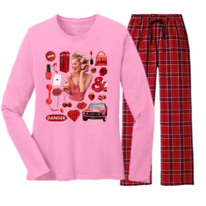 Fashion Red Girl Women's Long Sleeve Flannel Pajama Set 