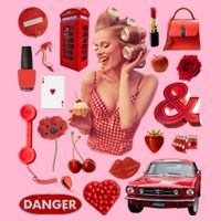 Fashion Red Girl Women's V-Neck T-Shirt
