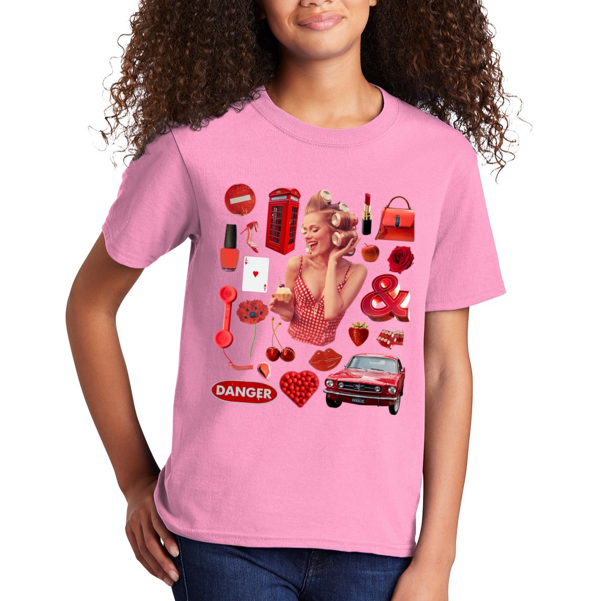 Fashion Red Girl Kids T-Shirt
