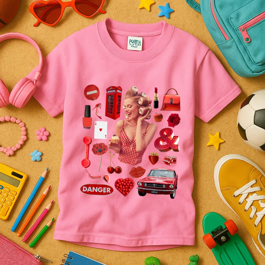 Fashion Red Girl Kids T-Shirt