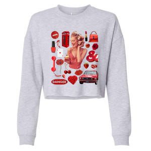 Fashion Red Girl Cropped Pullover Crew