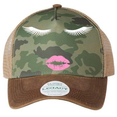 Fashion Style Eyelash Lips Lashes Pink Lipstick Legacy Tie Dye Trucker Hat