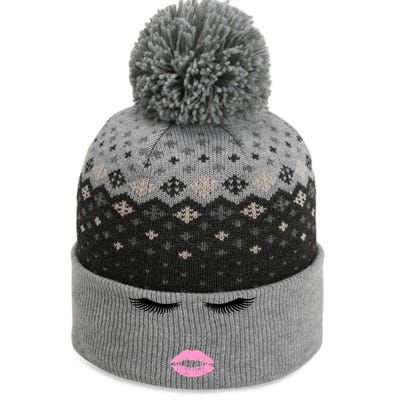 Fashion Style Eyelash Lips Lashes Pink Lipstick The Baniff Cuffed Pom Beanie