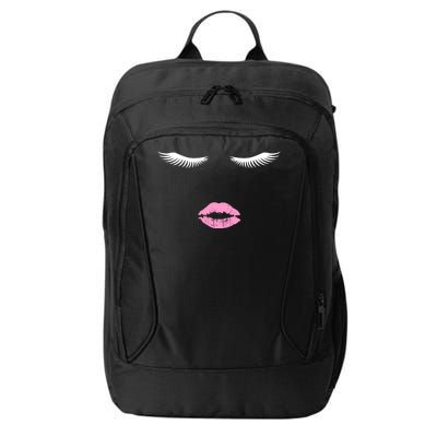 Fashion Style Eyelash Lips Lashes Pink Lipstick City Backpack