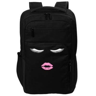 Fashion Style Eyelash Lips Lashes Pink Lipstick Impact Tech Backpack