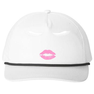 Fashion Style Eyelash Lips Lashes Pink Lipstick Snapback Five-Panel Rope Hat