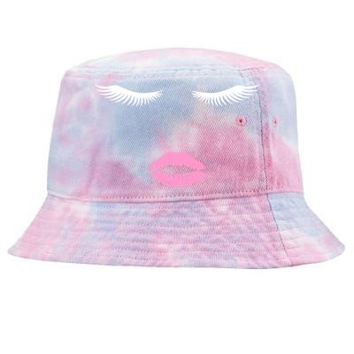 Fashion Style Eyelash Lips Lashes Pink Lipstick Tie-Dyed Bucket Hat