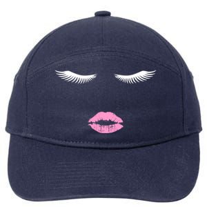 Fashion Style Eyelash Lips Lashes Pink Lipstick 7-Panel Snapback Hat