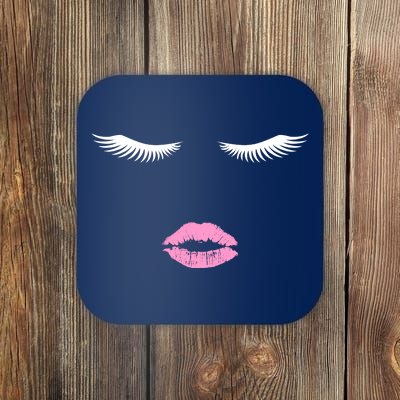 Fashion Style Eyelash Lips Lashes Pink Lipstick Coaster