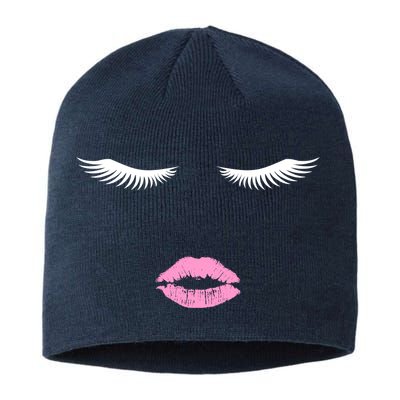 Fashion Style Eyelash Lips Lashes Pink Lipstick Sustainable Beanie