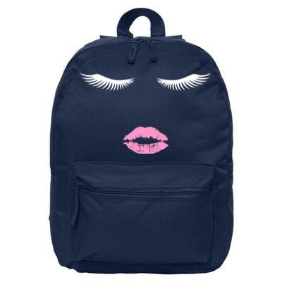 Fashion Style Eyelash Lips Lashes Pink Lipstick 16 in Basic Backpack