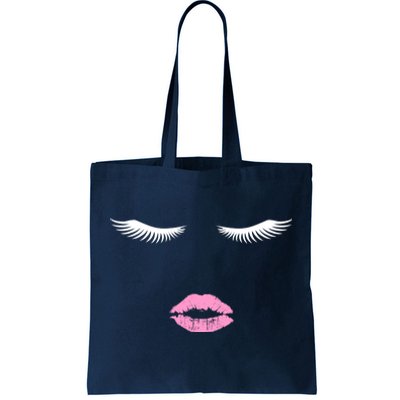 Fashion Style Eyelash Lips Lashes Pink Lipstick Tote Bag