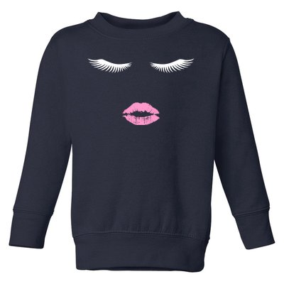 Fashion Style Eyelash Lips Lashes Pink Lipstick Toddler Sweatshirt