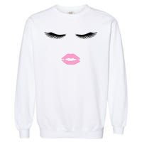 Fashion Style Eyelash Lips Lashes Pink Lipstick Garment-Dyed Sweatshirt