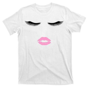 Fashion Style Eyelash Lips Lashes Pink Lipstick T-Shirt