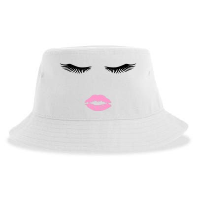 Fashion Style Eyelash Lips Lashes Pink Lipstick Sustainable Bucket Hat