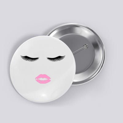 Fashion Style Eyelash Lips Lashes Pink Lipstick Button