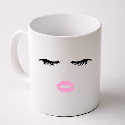 Fashion Style Eyelash Lips Lashes Pink Lipstick Coffee Mug