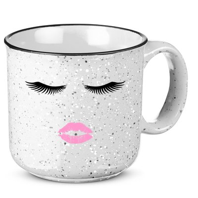 Fashion Style Eyelash Lips Lashes Pink Lipstick 15oz Campfire Ceramic Mug