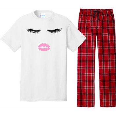 Fashion Style Eyelash Lips Lashes Pink Lipstick Pajama Set