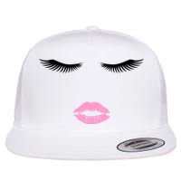 Fashion Style Eyelash Lips Lashes Pink Lipstick Flatbill Hat