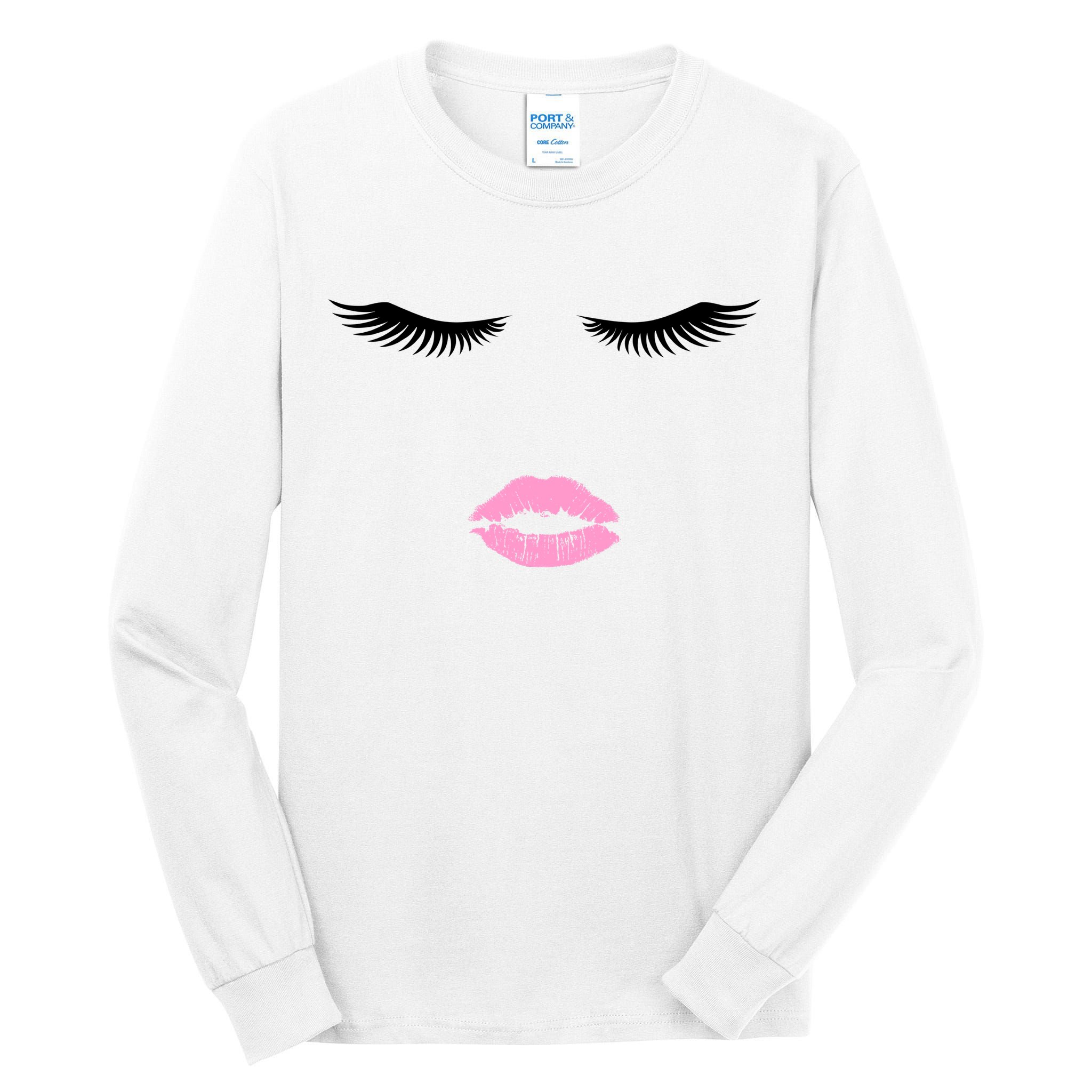 Fashion Style Eyelash Lips Lashes Pink Lipstick Tall Long Sleeve T-Shirt