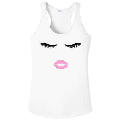 Fashion Style Eyelash Lips Lashes Pink Lipstick Ladies PosiCharge Competitor Racerback Tank