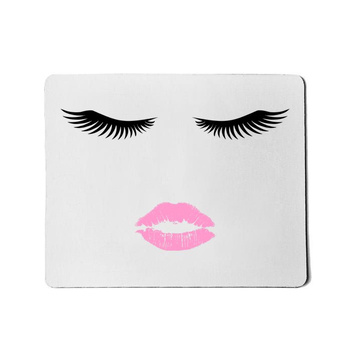 Fashion Style Eyelash Lips Lashes Pink Lipstick Mousepad