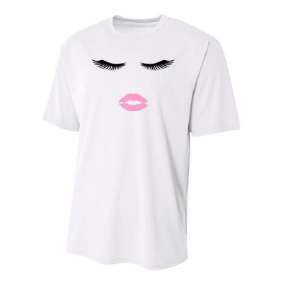 Fashion Style Eyelash Lips Lashes Pink Lipstick Youth Performance Sprint T-Shirt