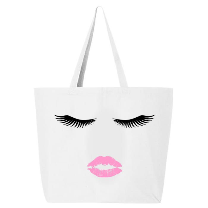 Fashion Style Eyelash Lips Lashes Pink Lipstick 25L Jumbo Tote