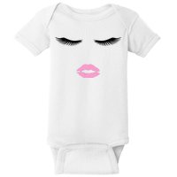 Fashion Style Eyelash Lips Lashes Pink Lipstick Baby Bodysuit