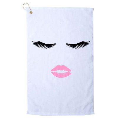 Fashion Style Eyelash Lips Lashes Pink Lipstick Platinum Collection Golf Towel