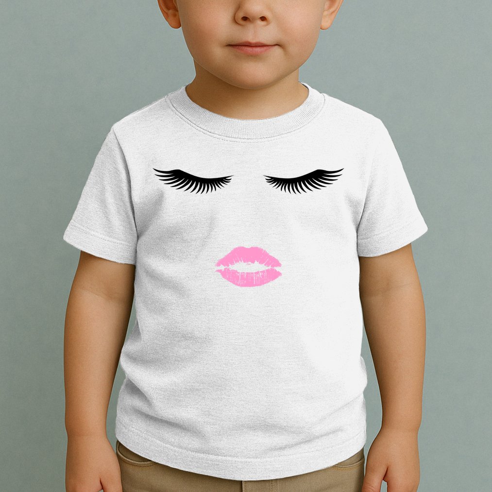 Fashion Style Eyelash Lips Lashes Pink Lipstick Toddler T-Shirt