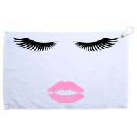 Fashion Style Eyelash Lips Lashes Pink Lipstick Grommeted Golf Towel