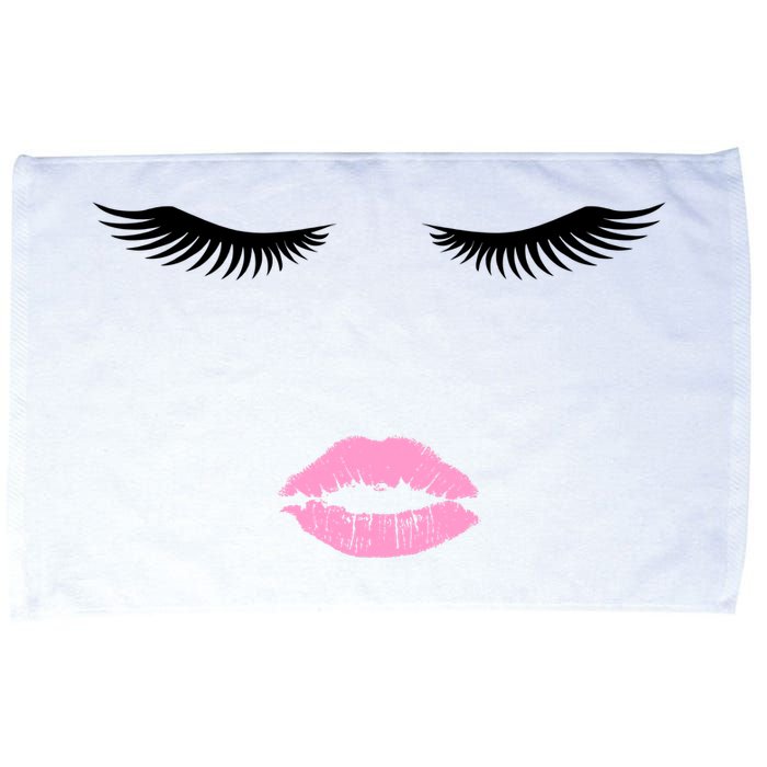 Fashion Style Eyelash Lips Lashes Pink Lipstick Microfiber Hand Towel