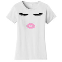 Fashion Style Eyelash Lips Lashes Pink Lipstick Women's T-Shirt