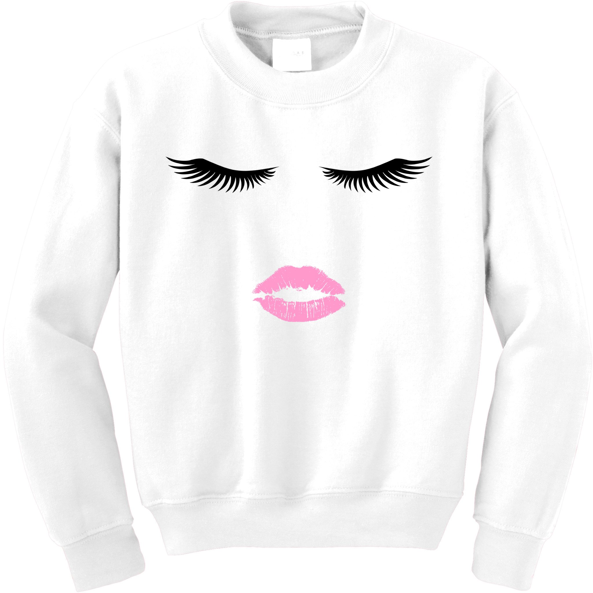 Fashion Style Eyelash Lips Lashes Pink Lipstick Kids Sweatshirt