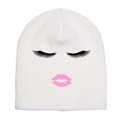 Fashion Style Eyelash Lips Lashes Pink Lipstick Short Acrylic Beanie